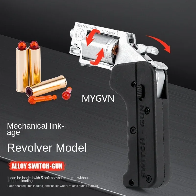Shell Ejected Alloy Revolver Toy Gun  Pistol Foldable Ghost Revolver Burst Model Toy Gun Adult Birthday Gift