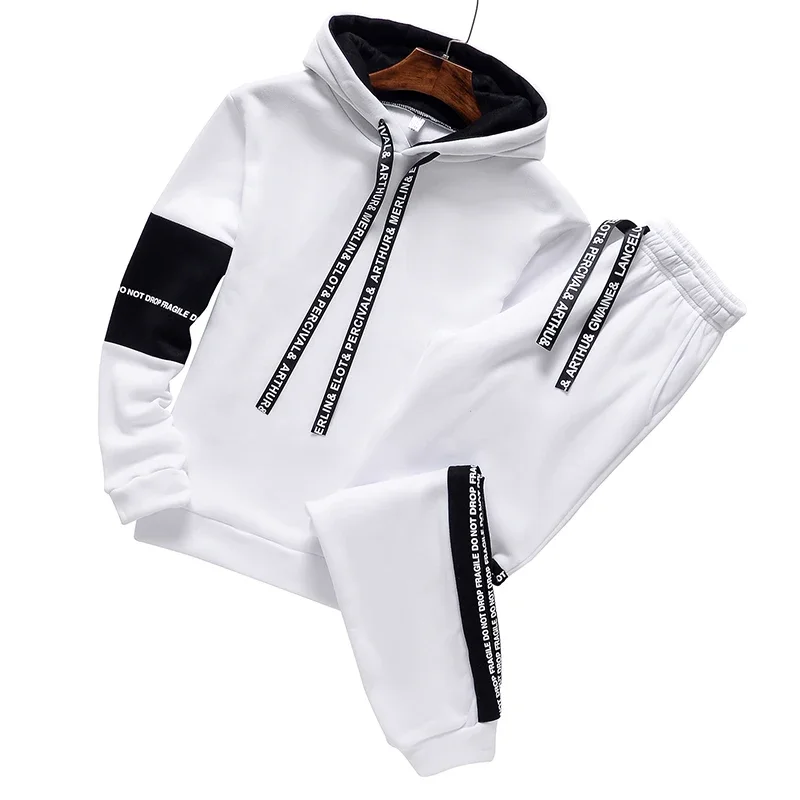 Men Autumn Winter Tracksuit Set Hoodies Sweatshirt Sportswear