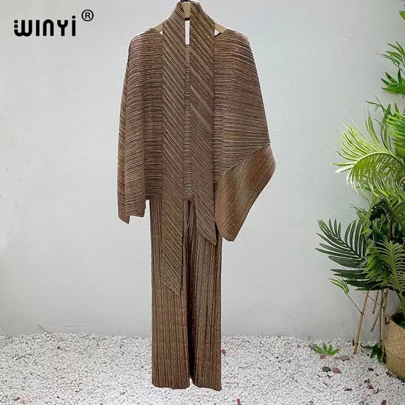 

WINYI 2023 Новый Африканский костюм из двух предметов Свободное платье с рукавом «летучая мышь» женский эластичный Новый Модный комплект из двух предметов женская одежда