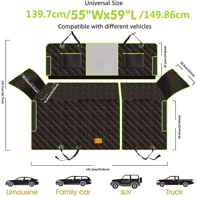 6-in-1 Dog Car Seat Cover For Back Seat Waterproof Dog Car Hammock With Mesh Window For Cars Trucks And SU