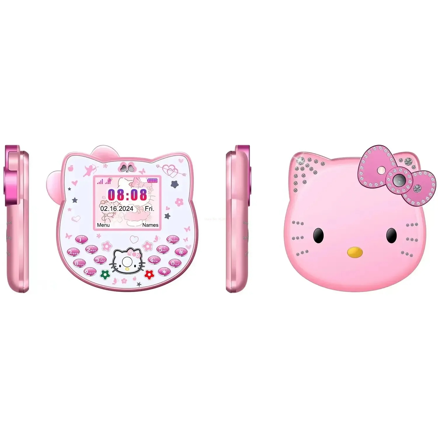 thumbnail image 1 of Figuras de Anime Sanrio Kawaii Hello Kitty Teléfono móvil Kawaii Teléfono móvil Dibujos animados Estudiante Niños Mini teléfono móvil Regalo para niña, 1 of 5