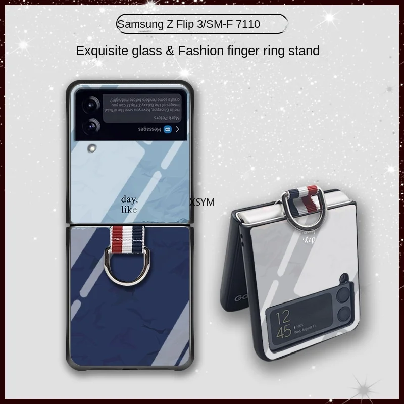 

Ring Buckle Gradient Color Case for Samsung Z Flip3 Phone Case Galaxy Z Flip3 5G Glass Shockproof Case Z Flip3 Bumper