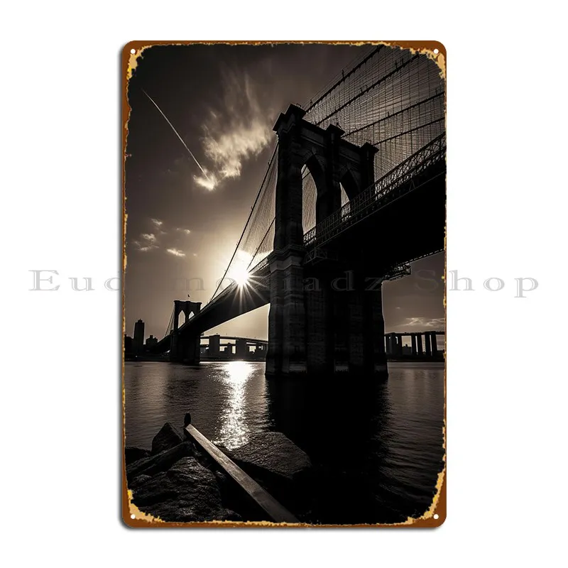 Brooklyn Bridge Metal Sign Garage Wall Cave Printed Club Poster Personalizzato In Latta