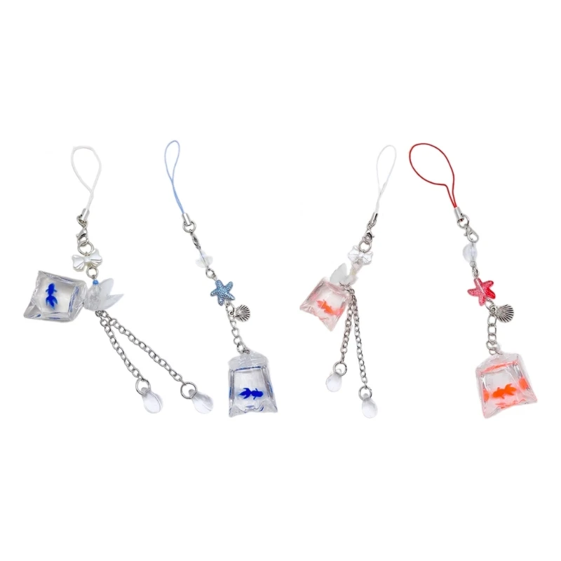 

A0KD Модная сумка с маленькой рыбкой и бусинами, подвеска, цепочка для телефона, карманный брелок, ремешок