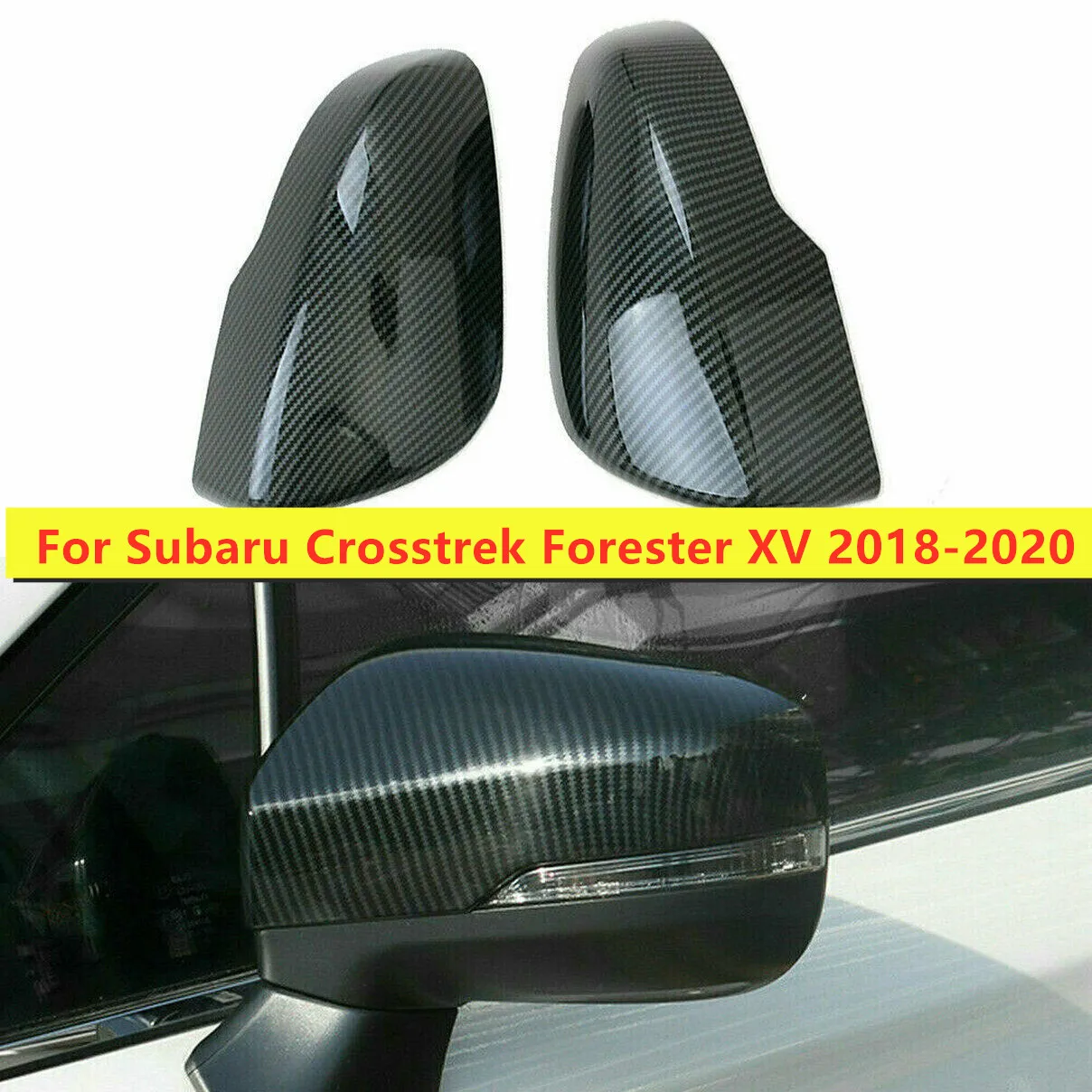 

ABS Carbon Fiber Car Side Rearview Mirror Cap Cover For Subaru Crosstrek Forester XV 2018 2019 2020