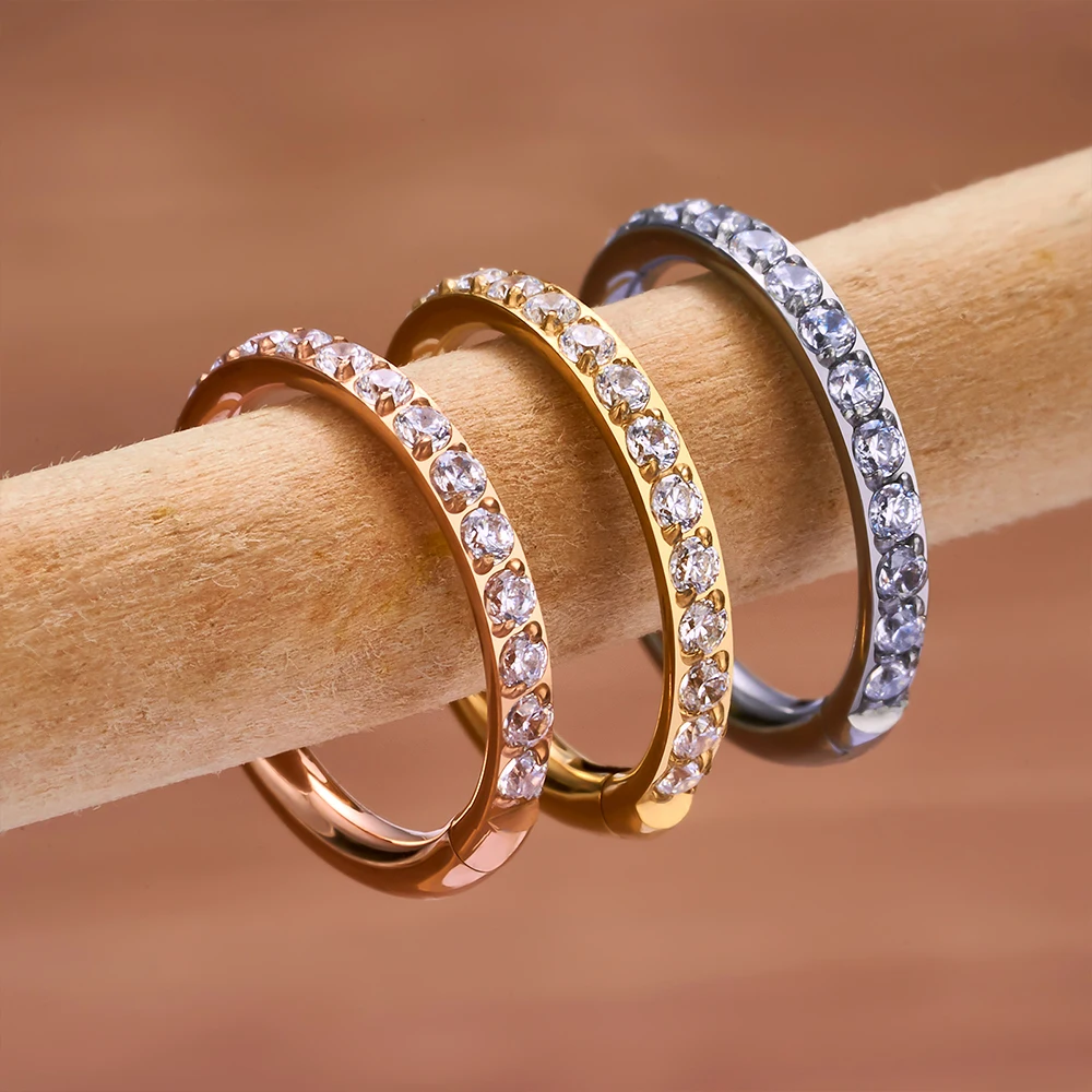 10Pcs F136 Titanium Nose Rings 16G Hinged Diaphragm Clicker Segments Tragus Cartilage Helix Daith Lip Nasal Piercing Jewelry