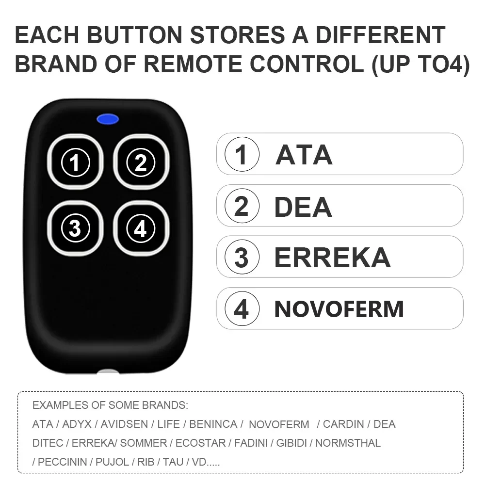 Garage Remote Control Duplicator Keychain 4 in 1
