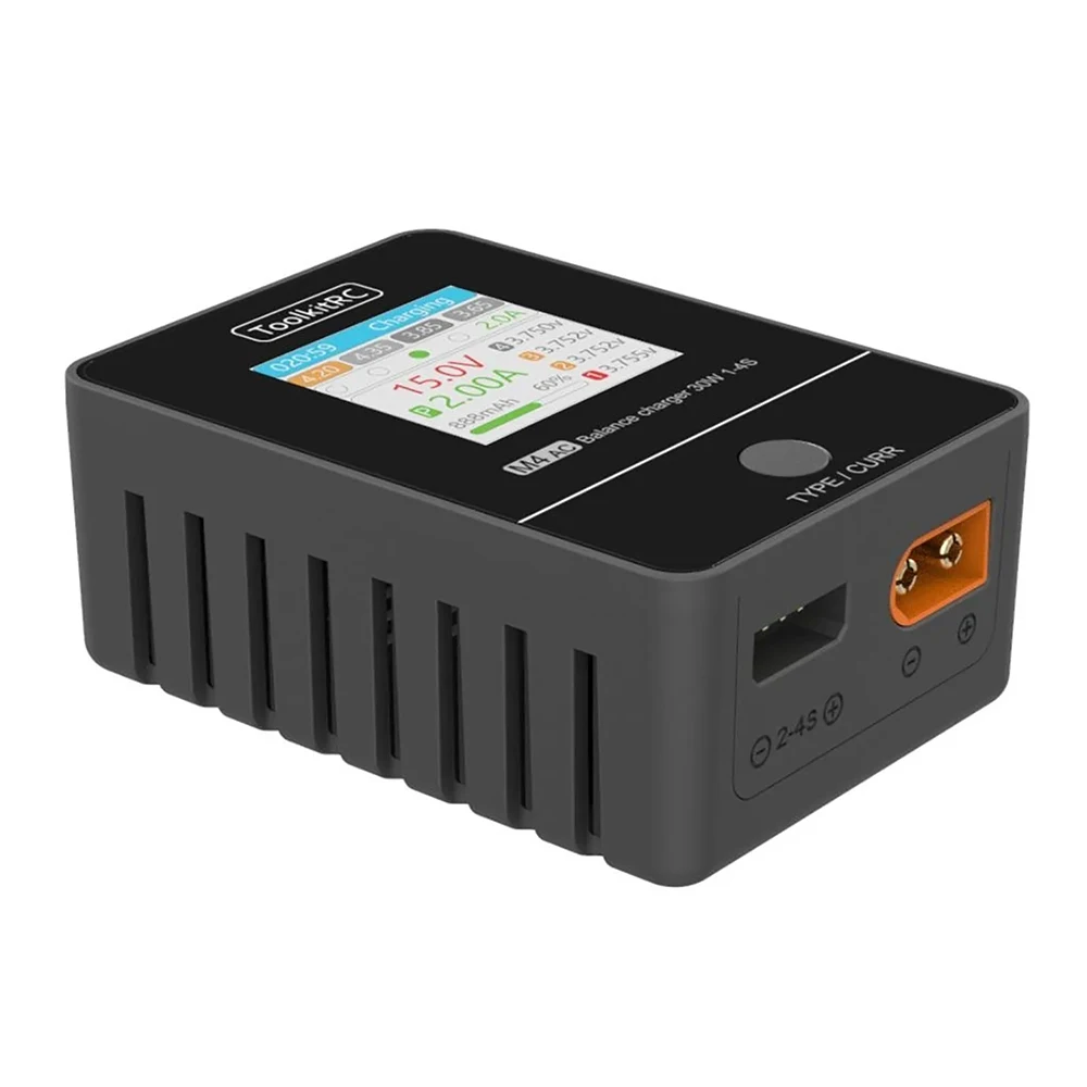 

Умное зарядное устройство ToolkitRC M4AC, 30 Вт, 2,5 А, выход XT60 для 1-4S LiPo LiHV LiFe Battery