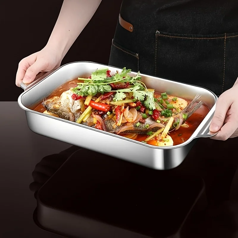 Stainless steel baking tray set 1 large deep baking tray with handles baking pan,baking pan tray