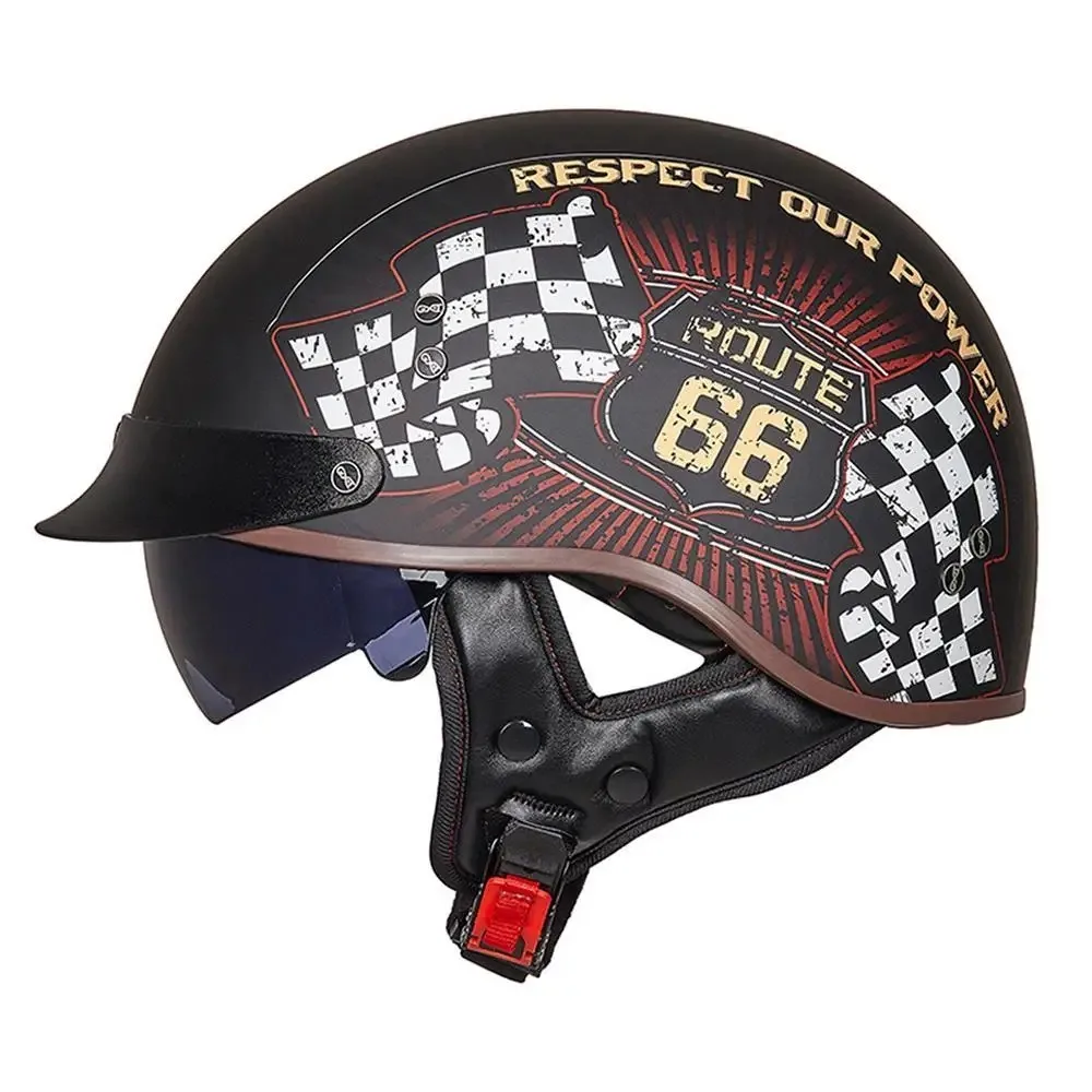 

Retro German Motorcycle Helmet Classic Moto Helmet DOT Certification Capacete De Moto With HD Visors Casco Moto Half Helmet