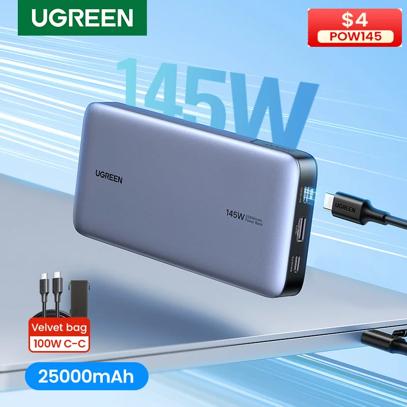 UGREEN-Banque d'alimentation à charge rapide pour ordinateur portable,  batterie externe portable, 140W, 25000mAh, PD, Xiaomi 13