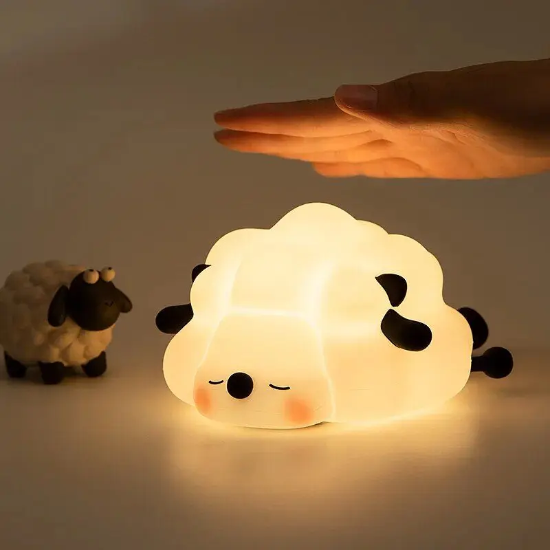 LED 수면 양 실리콘 야간 조명, USB 충전 야간 조명, 침실 장식, 생일 선물, 조도 조절 무드 라이트