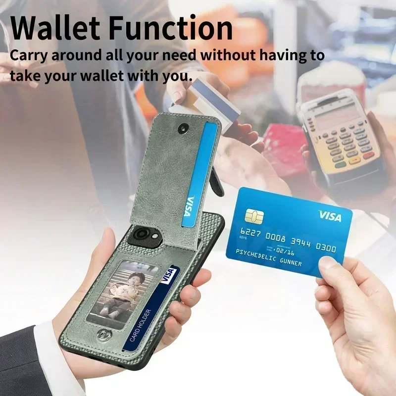 Zipper Wallet Leather Case with Magnetic Back