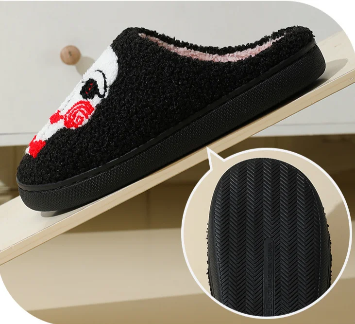 Nuovo Halloween Motosega Orrore Cartone Animato Caldo Inverno per Coppie Casa Interno Pantofole di Cotone_voghion.com