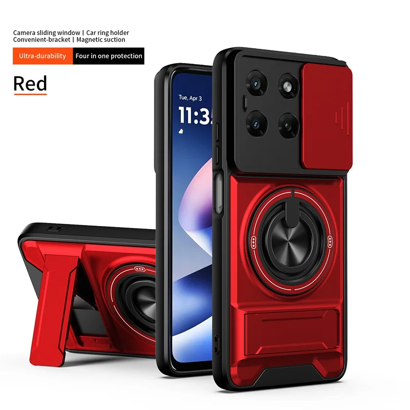 Armor Ring Phone Case with Lens Protection and Magnetic Stand Holder