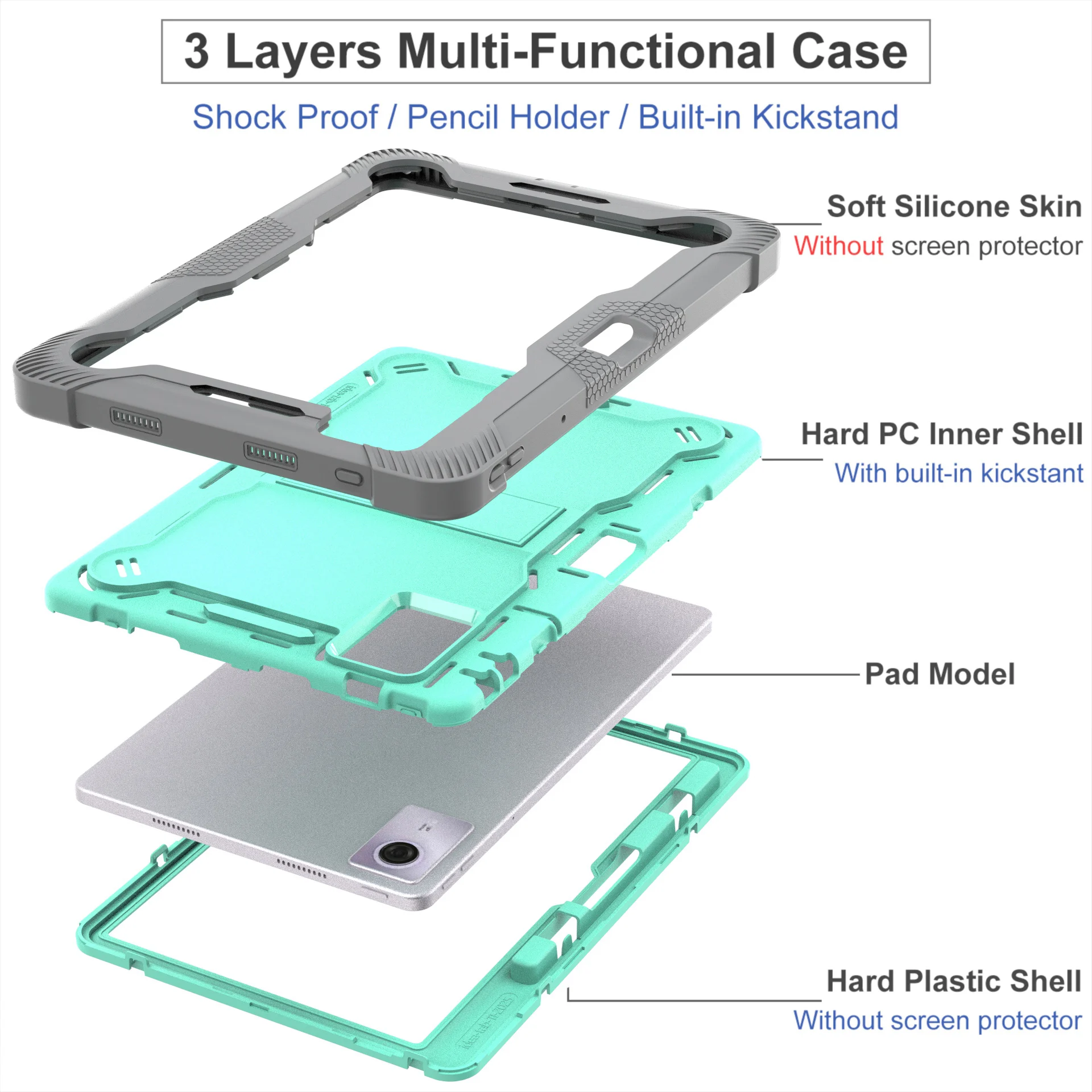 Heavy Duty Protective Tablet Stand Cover with Pen Slot