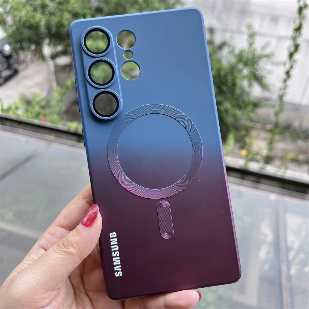 Luxury Silicone Gradient Case with Lens Protection and Magnetic Bumper Cover