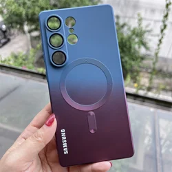 Luxury Silicone Gradient Case with Lens Protection and Magnetic Bumper Cover - S25 (Blue Red)