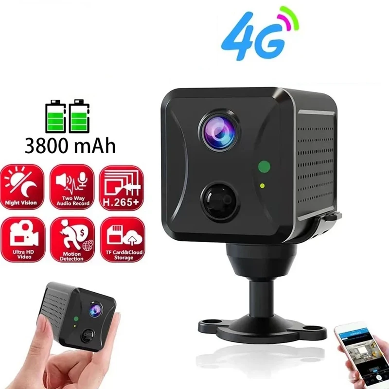 

Mini 4G Security Camera1080p Survalance IP Camera 3800 Mah Big Battery Low Power Voice Intercom CCTV Camera Durable Easy To Use