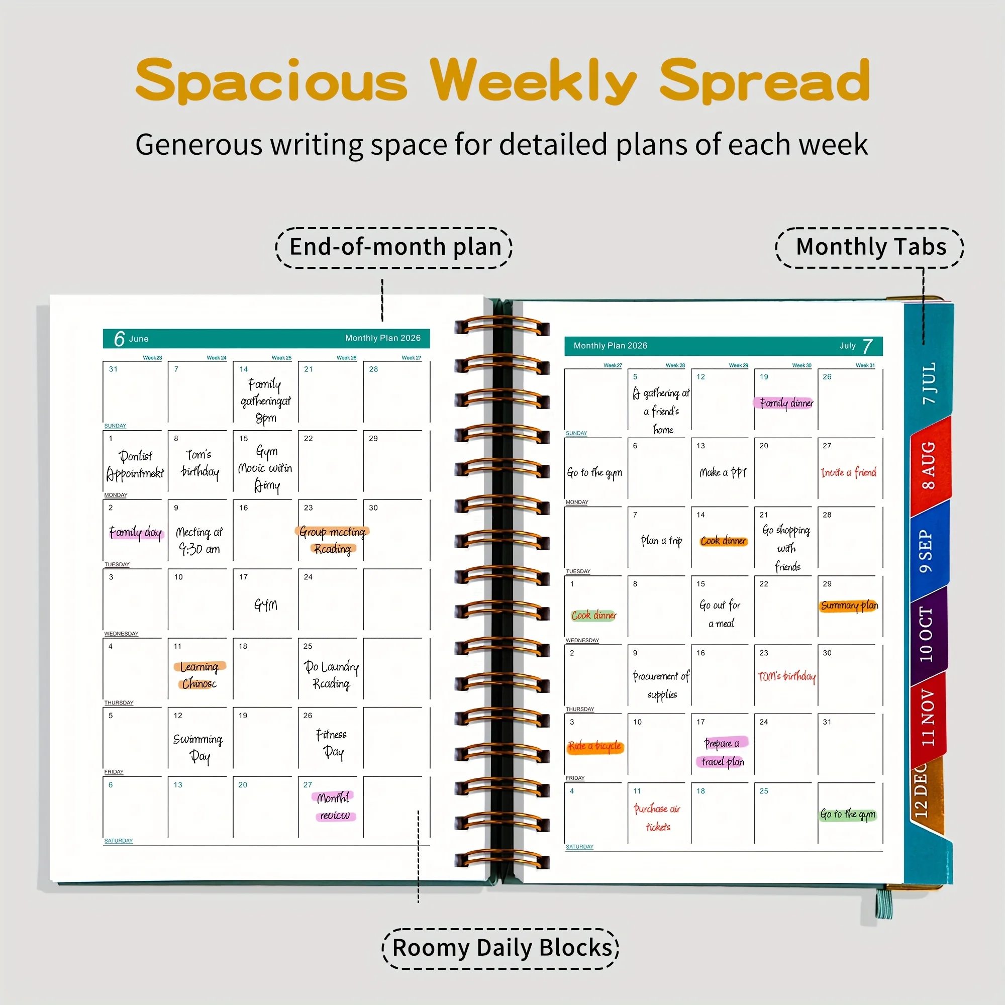 2026 Planner - 320 Pages - A Weekly And Monthly Organizer for 365 Days, And with Stickers, Featuring Double-Seam Binding