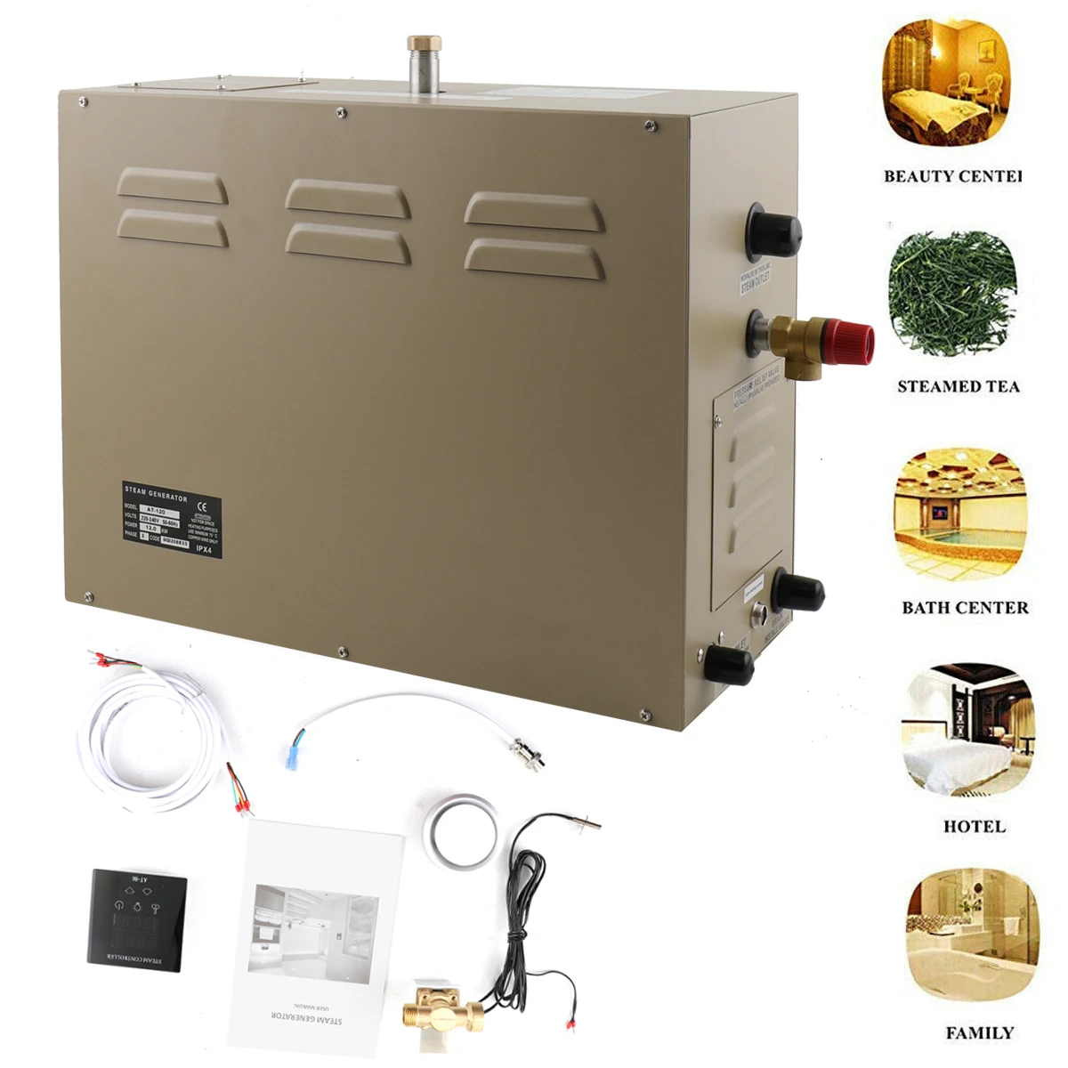 12kw 220v Commercial Selfdraining Steam Generator Shower System Bath 95131f Portable Steam