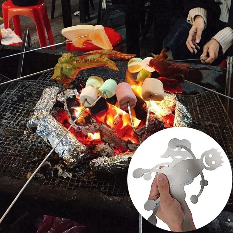 Roasting Stick,Stainless Steel Hot Dog Sticks For Campfire, Funny Fire Pit Tools For Camping,Novelty Barbecue Tools