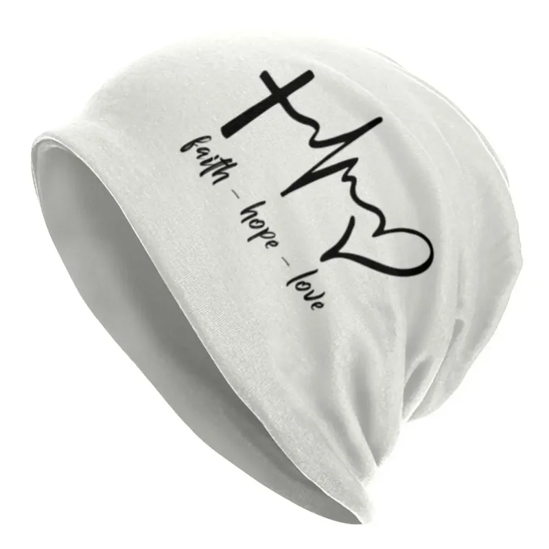 

Faith Hope Love Skullies Beanies Caps Bonnet Winter Warm Knit Hat Women Men Adult Jesus Christian Beanie Hats Outdoor Ski Cap