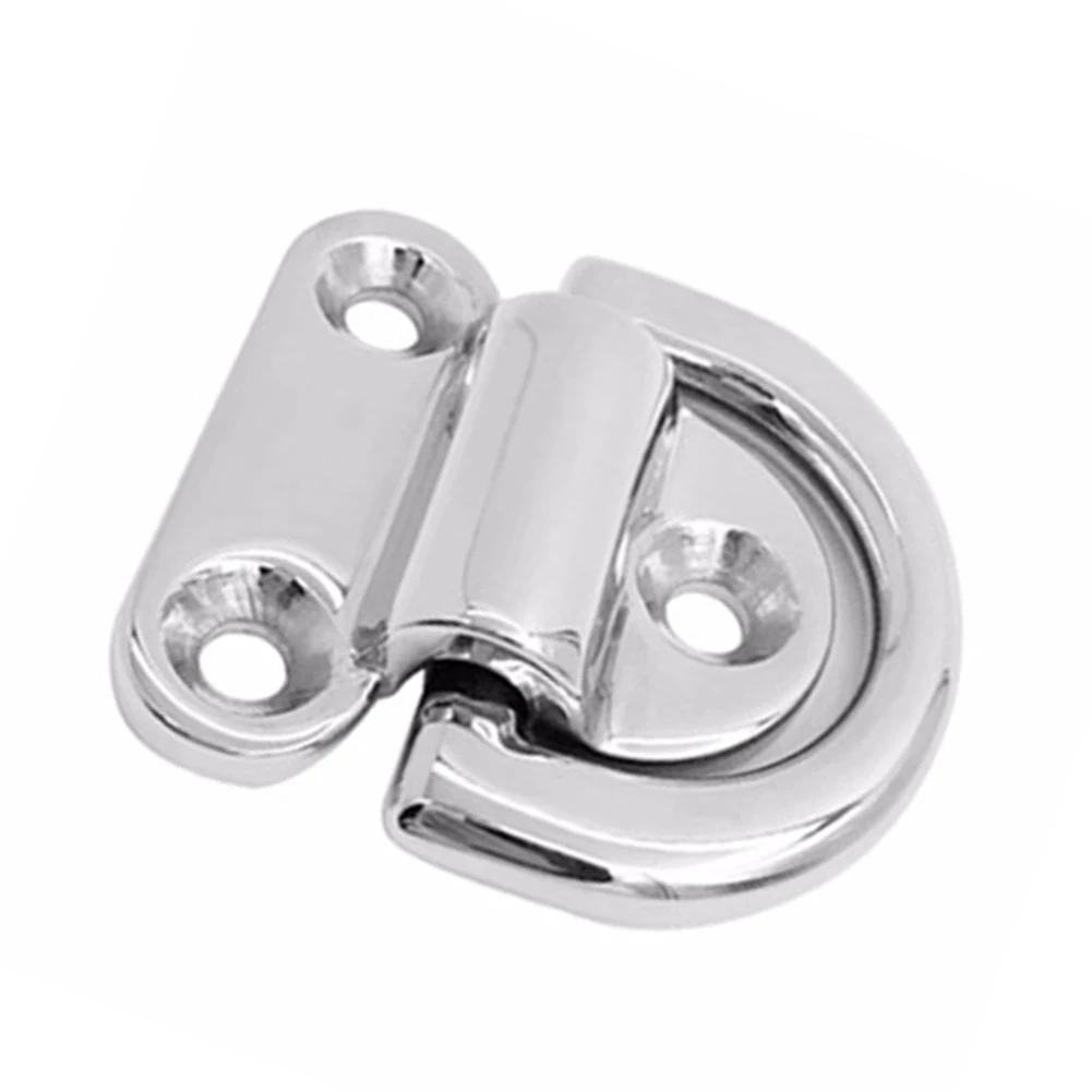 Marine Trailer Truck Lashing Ring 1 Pcs 316 Stainless Steel D Ring Folding Pad Eye Silver Tie Down Easy To Install ccjh bi folding sliding barn door hardware kit heavy duty roller track kit for 4 doors smoothly quietly easy to install no door