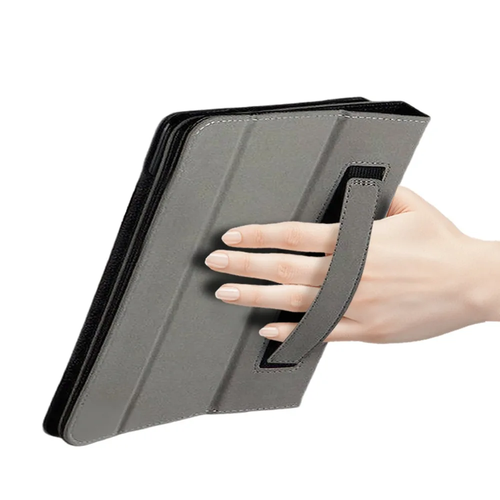 Tri-Fold Flip Cover with Hand Strap for E-Reader - Protective Case, Multi-Function Design