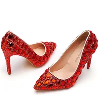 Fashion Spring Autumn Women's Pumps Rhinestone Pointed Toe Slip on PU 11CM Thin High Heels Princess Shoes for Work Office Women 1