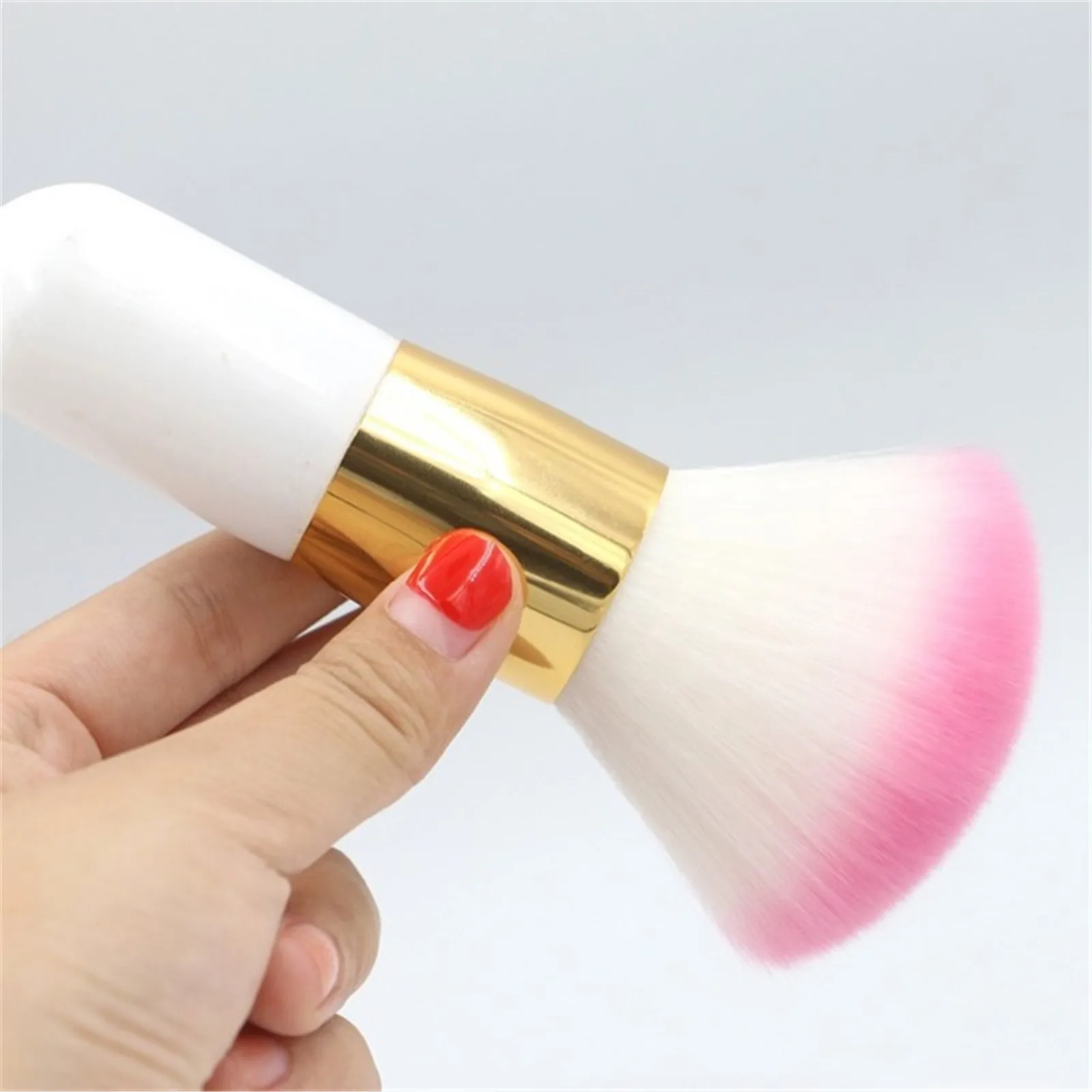 1pc Large Loose Powder Brush High-End Wooden Handle Thick Synthetic Hair  Round Head Face Makeup Tool