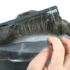 Natural Hairline Men's Toupee V-loop 0.06-0.08mm PU Base Hair Replacement System Straight/Wavy Hair for Options Blonde 3