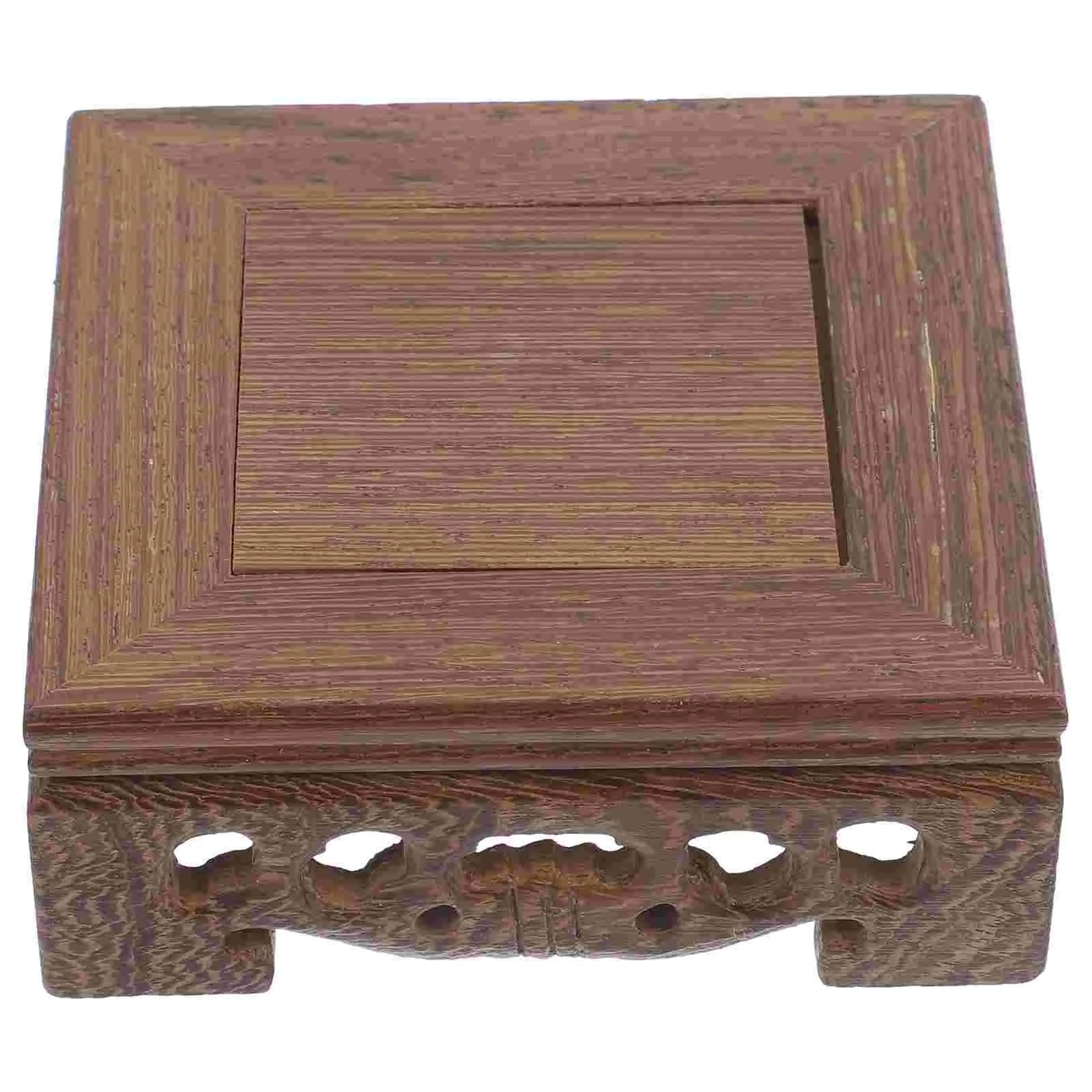 

Carved Wood Lifting Base Indoor Plant Stand Wooden Crafts Shelf Flower Pot Display Carving Rack Vintage Holder