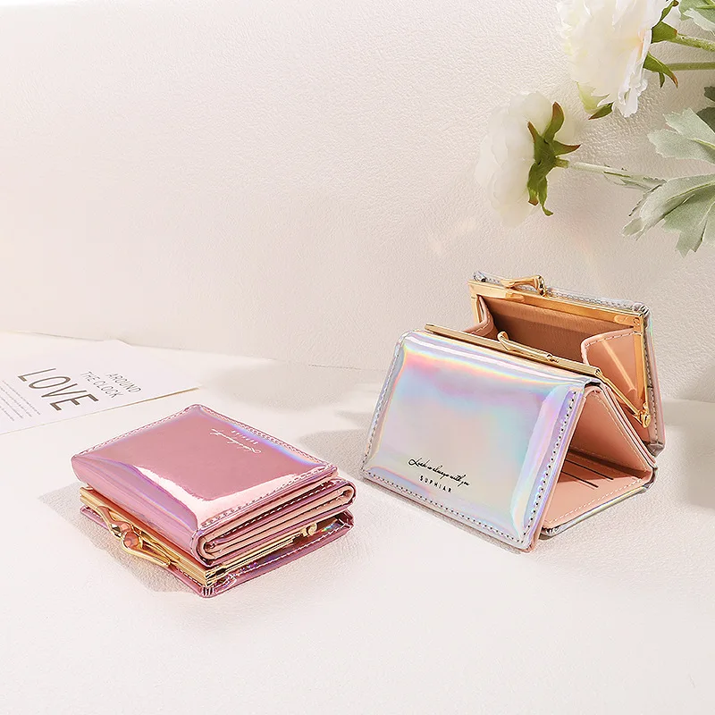 Women's Wallets Fashion Rainbow Credit Card Holder Purses with Coin Pocket for Women Portable Short PU Leather Cute Wallet 3
