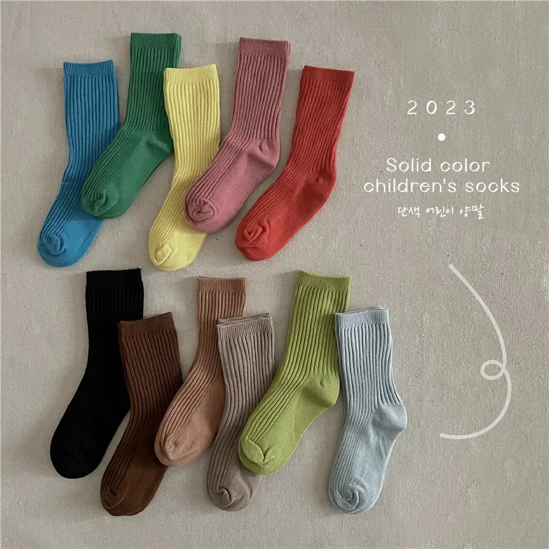 

5Pairs Baby Girl Socks Newborn Baby Boy Socks 0-12Y Kids Pure Cotton Spring Autumn Fadeless Soft Children's Socks for Girls