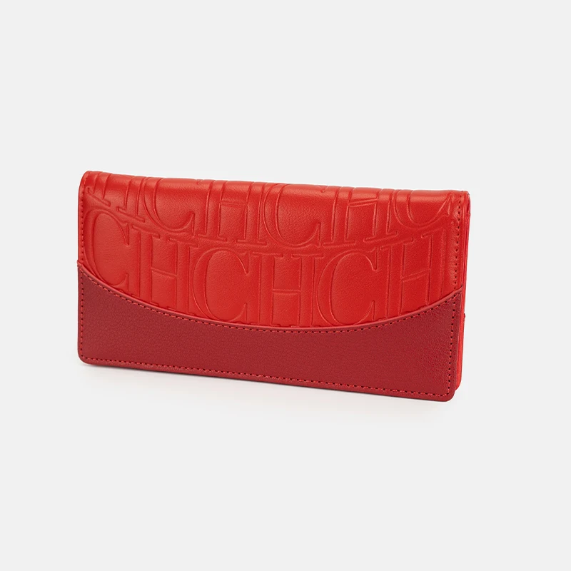 Elegant Red Long Wallet with Large Capacity and Multi Card Slots