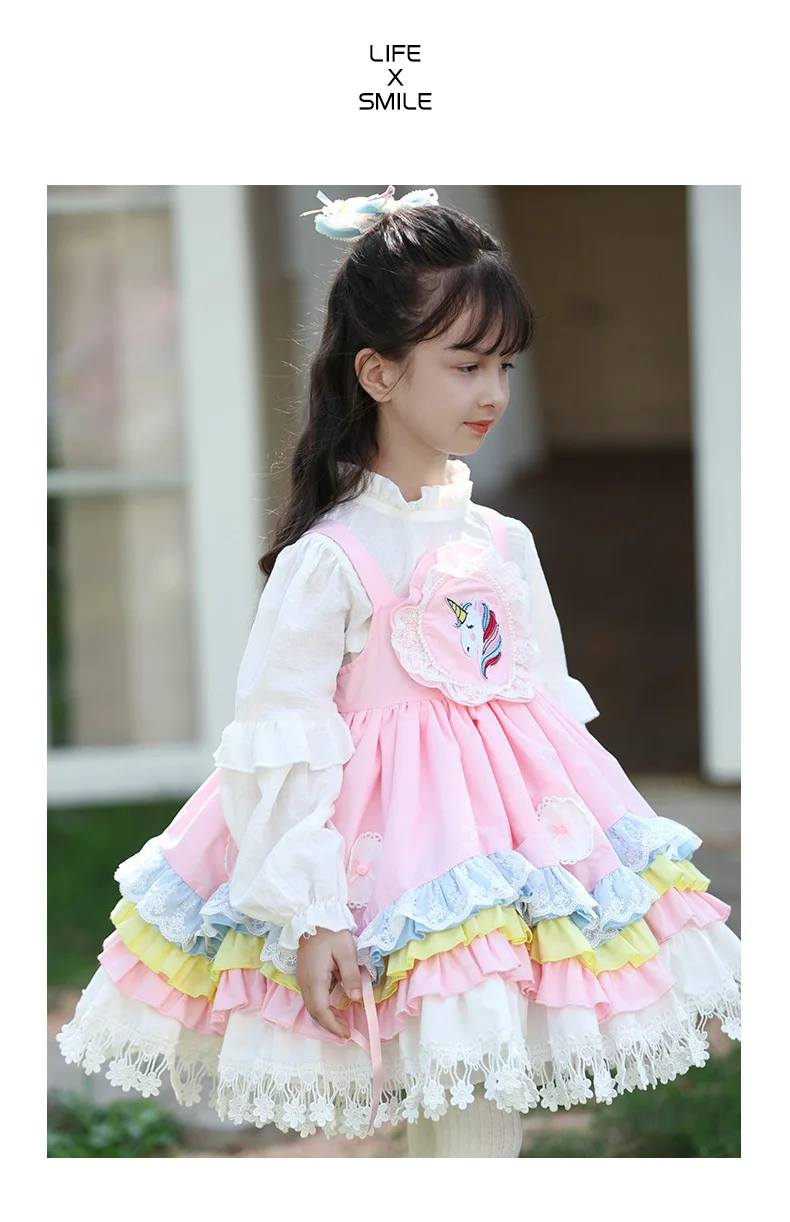 New children's clothing cute pink dress two-piece set for children's Lolita princess dress birthday party evening