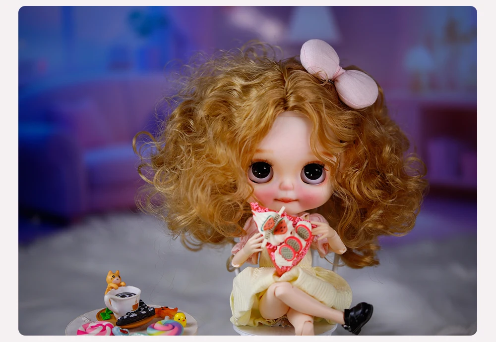Penelope - Premium Custom Neo Blythe Doll with Blonde Hair, White Skin & Matte Cute Face 16