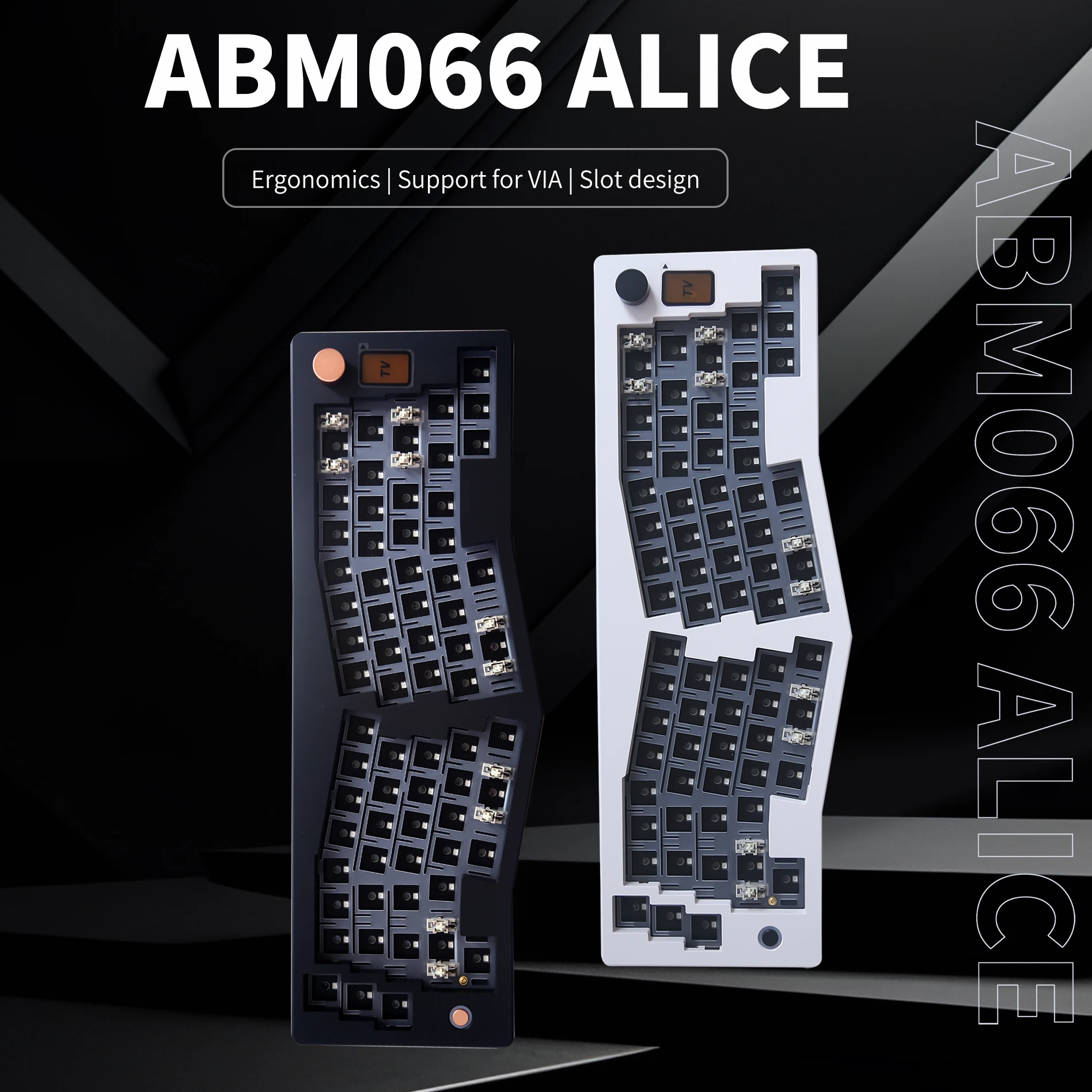 Alice-layout Teclado Mecânico sem Fio tipo c com Fio Bluetooth 2.4ghz Via-programável Hot Swappable Mac Mac Mac Abm066