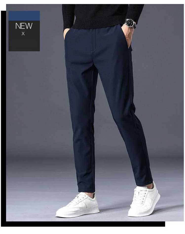 Spring casual slim fit straight suit simple non ironing business autumn men's pants, solid color_voghion.com