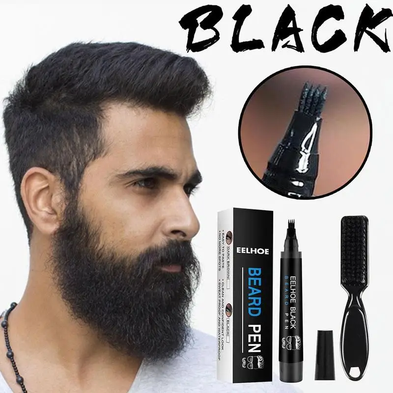 Beard Filling Pen Kit Barber Pencil With Brush Male Tool Hair Eyebrow Engraving Shape Mustache Styling Salon Repair Tool