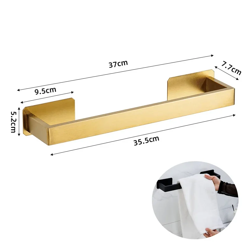 Description Picture 5 of itemSelf-adhesive Golden Bathroom Hardware Accessories Set Stainless Steel Toilet Paper Holder Towel Bar Hook Bathroom Accessories