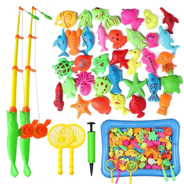Kids Fishing Toy Set Play Water Toys for Baby Magnetic Rod and