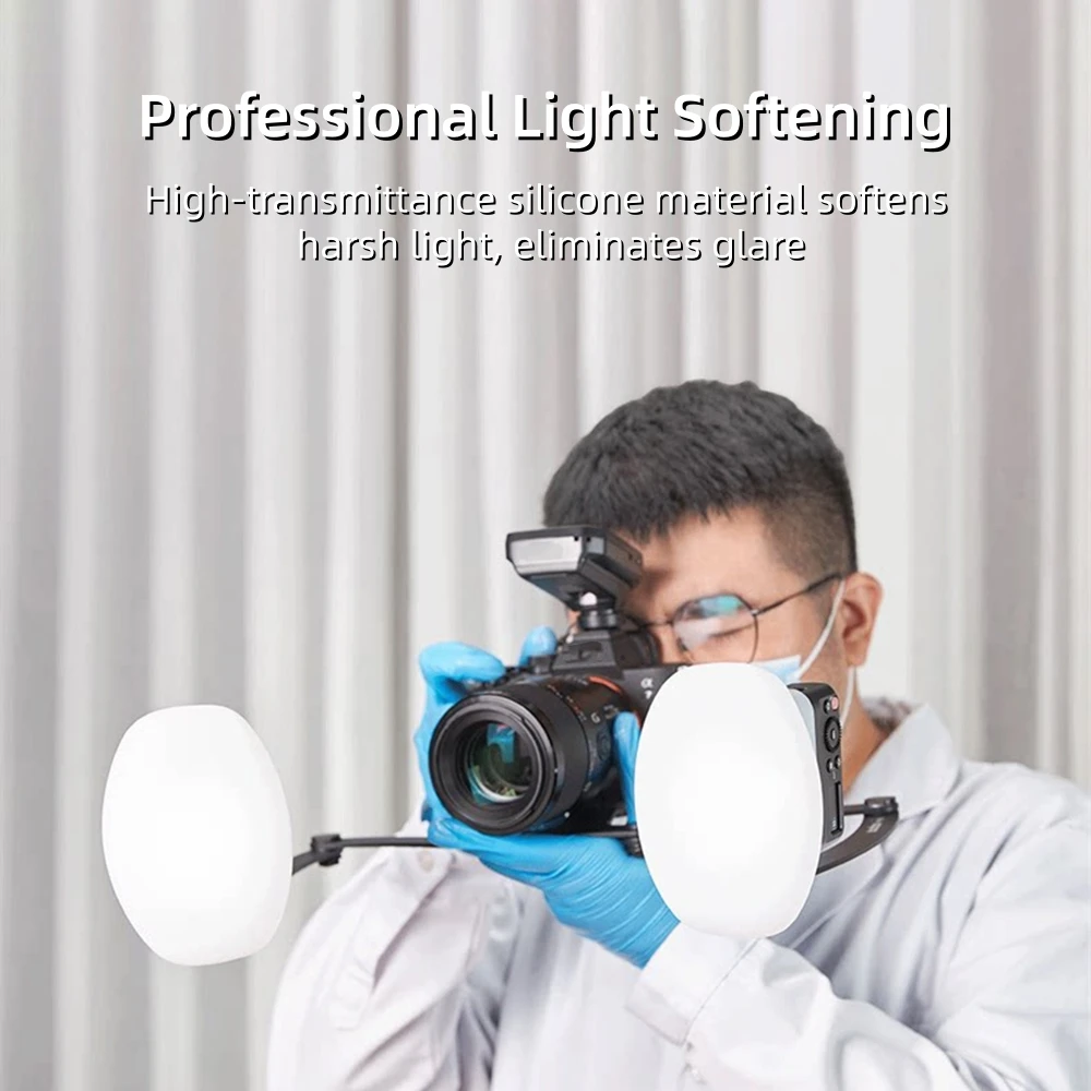 2pcs DIY 실리콘 소프트박스 치과용 매크로 플래시 디퓨저 Nikon R1C1 용 자연광 Yongnuo YN24EX Godox MF12 카메라 액세서리