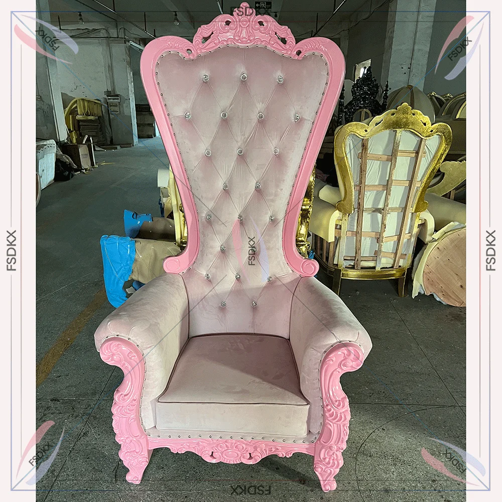 High Quality Party Decor Hotel Luxury Throne Chair Event Pink Wedding Throne Chair