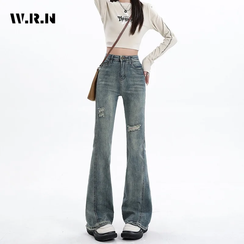 

Женские винтажные расклешенные джинсы Harajuku с широкими штанинами и высокой талией, женские брюки Y2K, весна 2024, облегающие уличные стильные джинсовые брюки