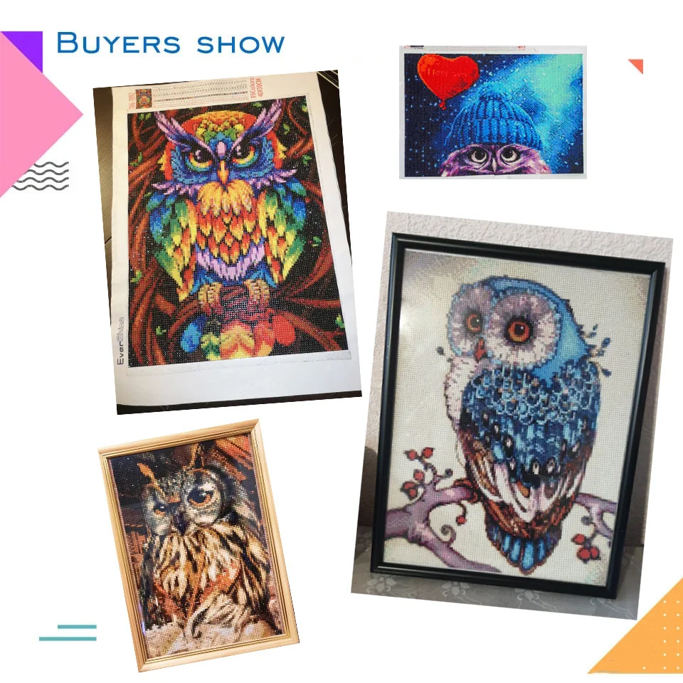 Diamond Painting EverShine Diamond Mosaic Full Square Owl Rhinestones Art Animal Diamond Painting Cartoon Cross Stitch Decoration For Home