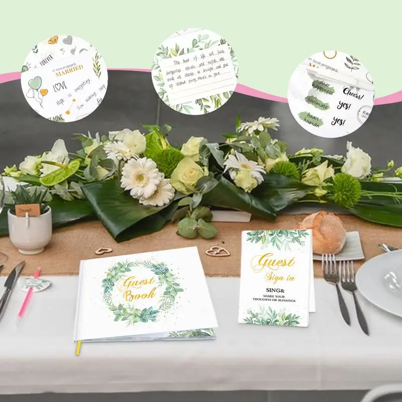 Wedding Books For Guests To Sign 120 Pages Elegant Bridal Guest Book Hardcover Photo Album Sign-in Book Includes Sign-in Pen 4