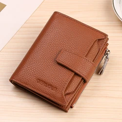 Premium RFID Anti - Theft Genuine Leather Multi - Fold Wallet and Card Holder (Brown)