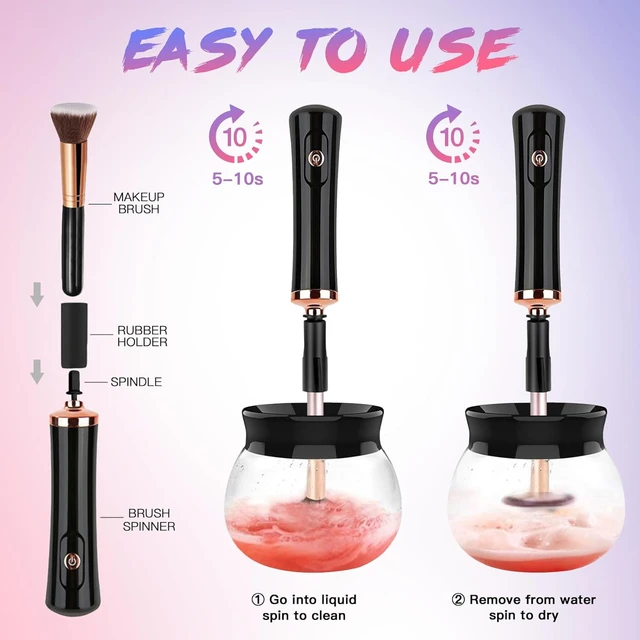 Professional Makeup Brush Cleaner Machine - Efficiently Clean and Sanitize Brushes of All Sizes - Fast & Easy Solution for Quick 2